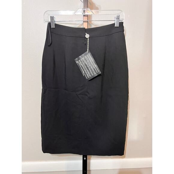 NWT L'Agence Pencil Skirt Knee Length Front Slit Pockets Black Womens Size 6 - Picture 3 of 7